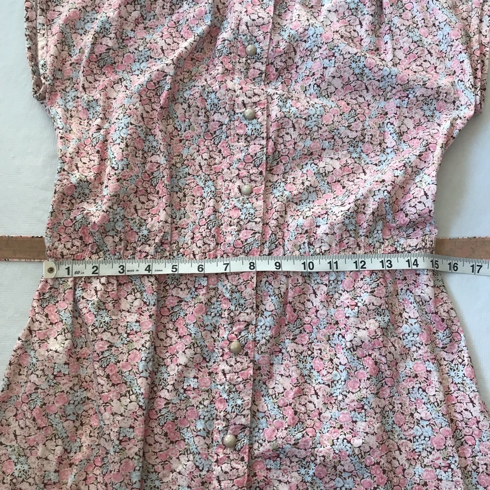 Vintage Floral Pink Belted Button Down Cotton Dress - Picture 11 of 14